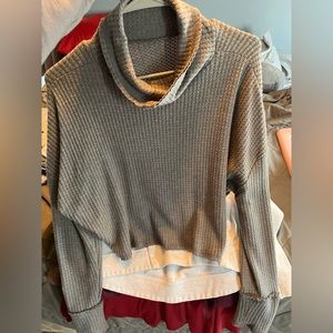 Crop top sweater cowl neck